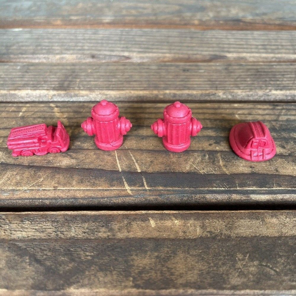 Vintage Diener Erasers Lot Firefighter Toy Figures Fire Hat Truck Pencil Toppers